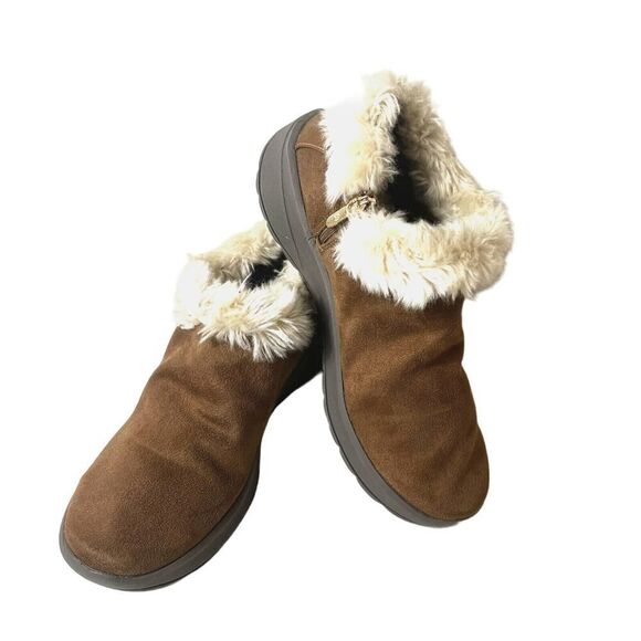 Bzees Shoes - Bzees Womens 8-8.5 Comfort Casual Bootie Brown Faux Fur Accent Lightweight Shoes